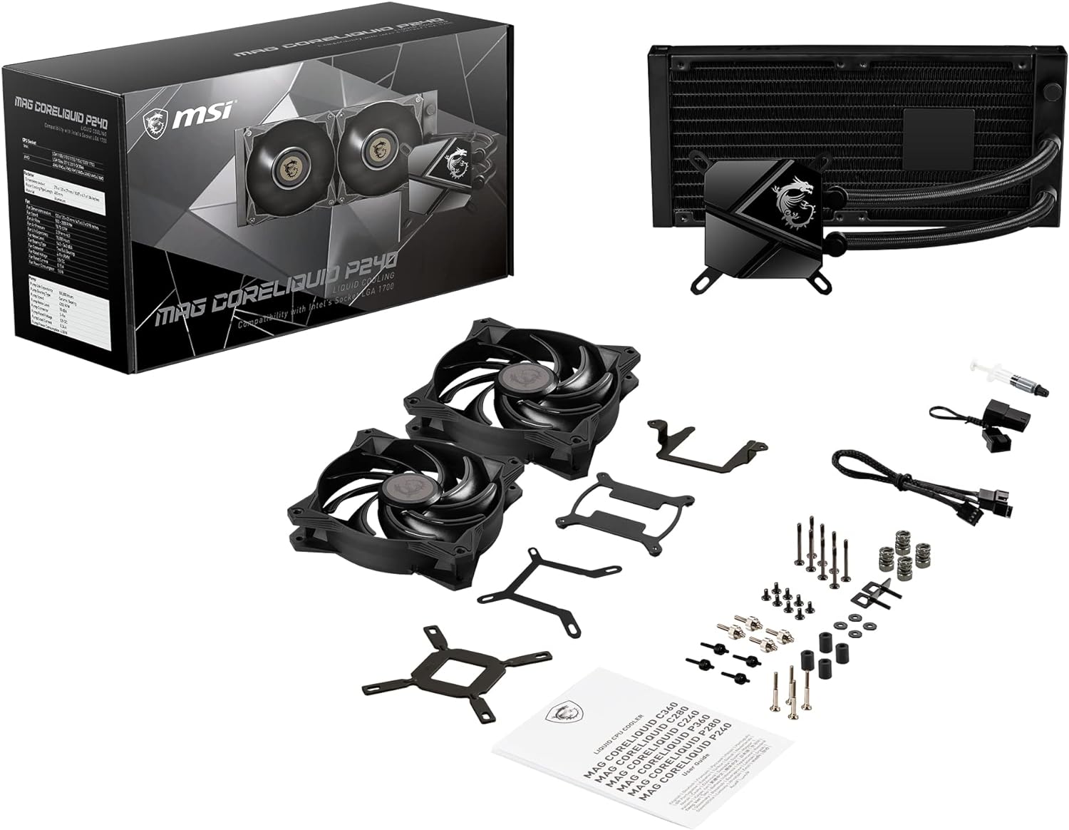 MSI MAG Coreliquid P240 - AIO CPU Liquid Cooler - LGA 1700 Ready - 240mm Radiator - Dual 120mm PWM Fans