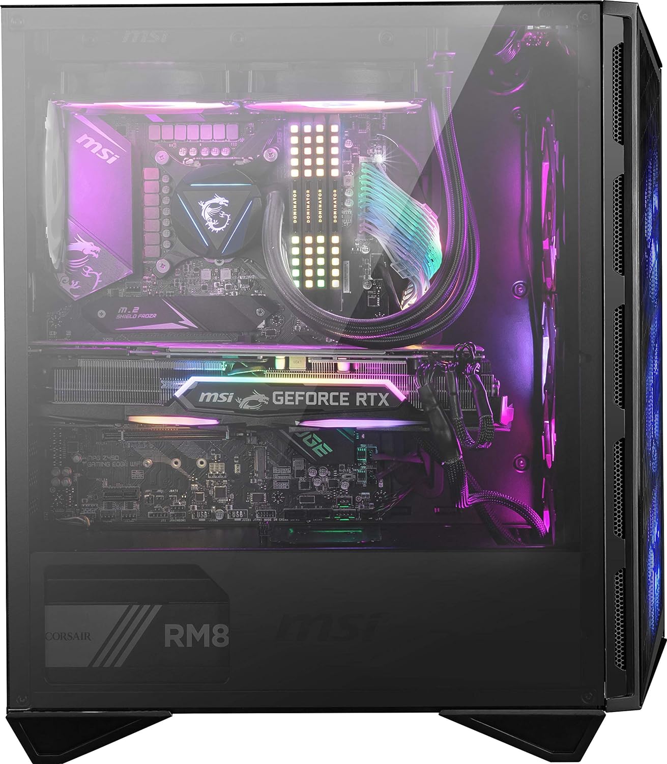MSI MPG GUNGNIR 110R - Premium Mid-Tower Gaming PC Case - Tempered Glass Side Panel - 4 x ARGB 120mm Fans - Liquid Cooling Support up to 360mm Radiator - Two-Tone Design