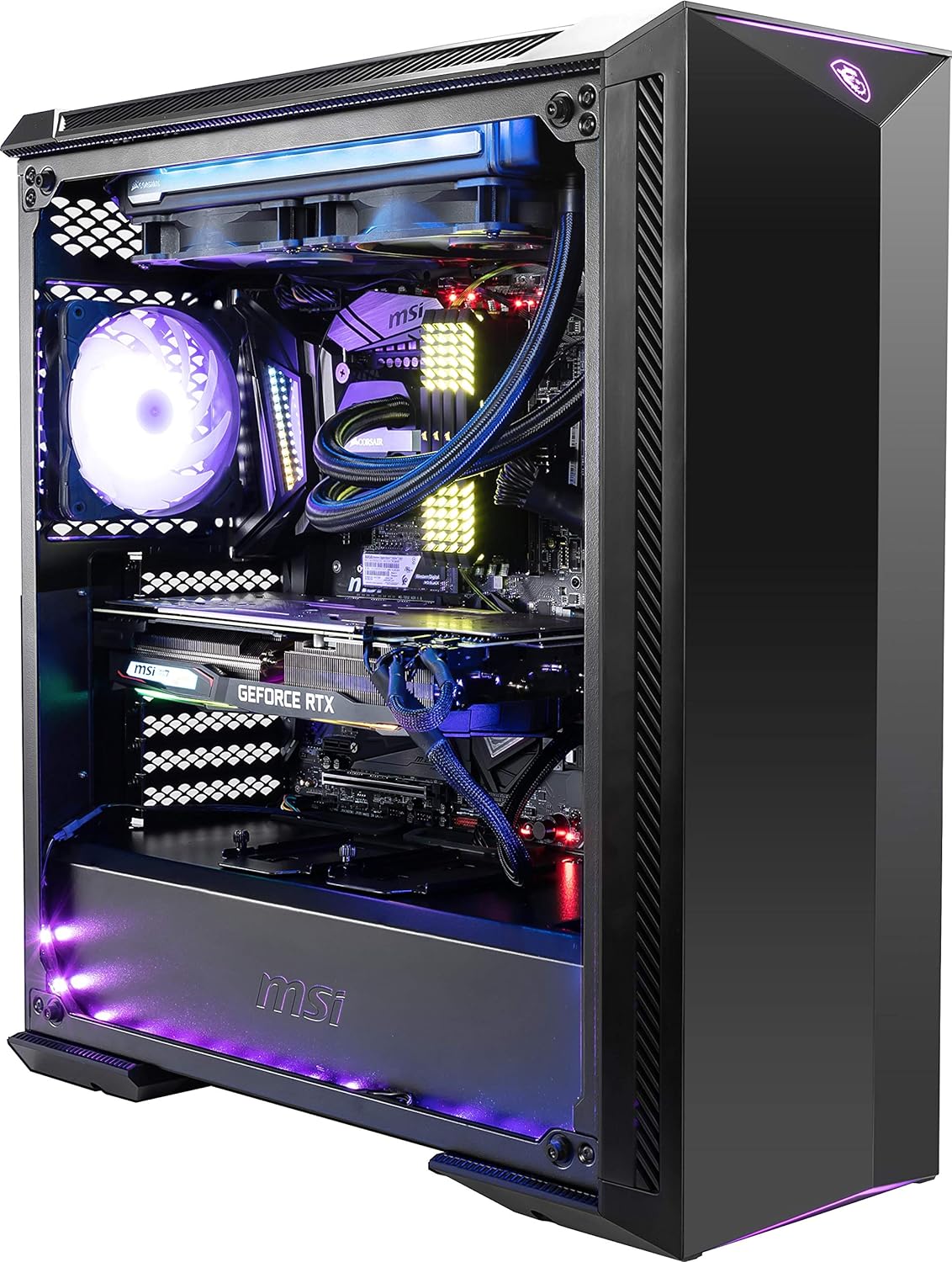 MSI MPG GUNGNIR 110R - Premium Mid-Tower Gaming PC Case - Tempered Glass Side Panel - 4 x ARGB 120mm Fans - Liquid Cooling Support up to 360mm Radiator - Two-Tone Design