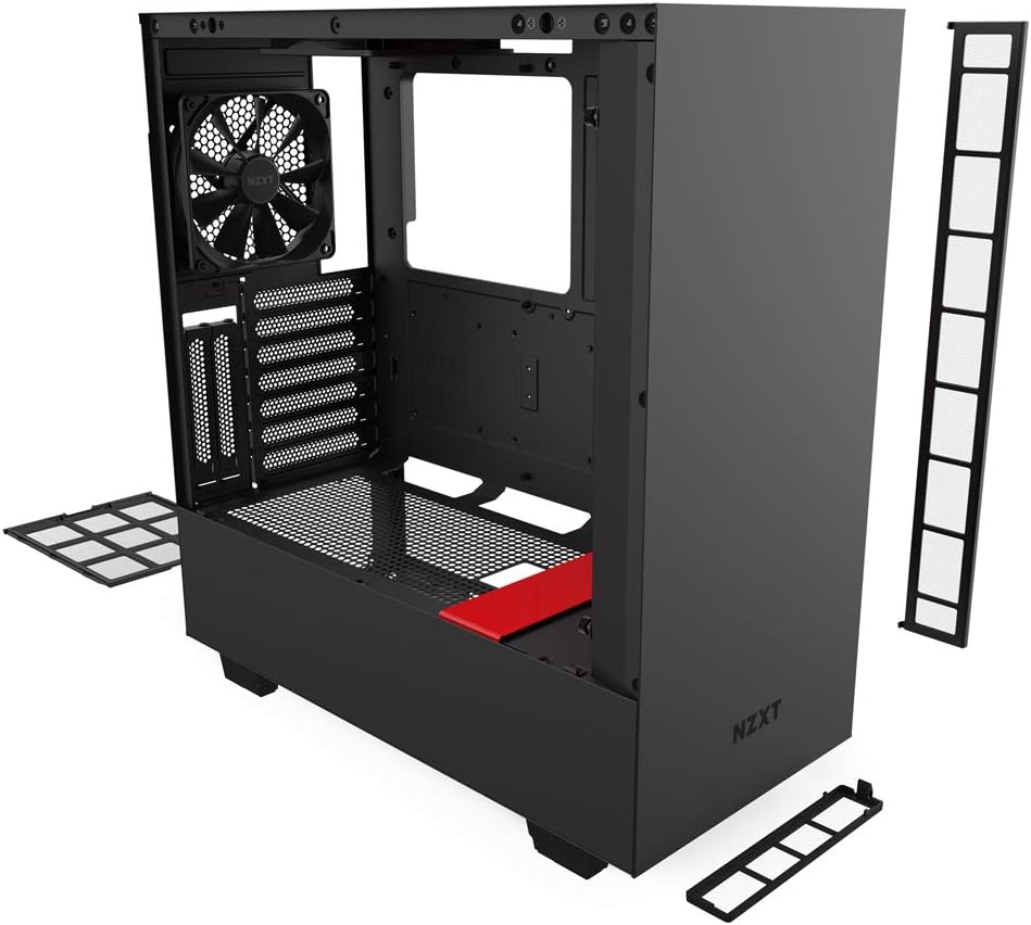 NZXT H6 Flow | CC-H61FB-01 | Compact Dual-Chamber Mid-Tower Airflow Case | Panoramic Glass Panels | High-Performance Airflow Panels | Includes 3 x 120mm Fans | Cable Management | Black