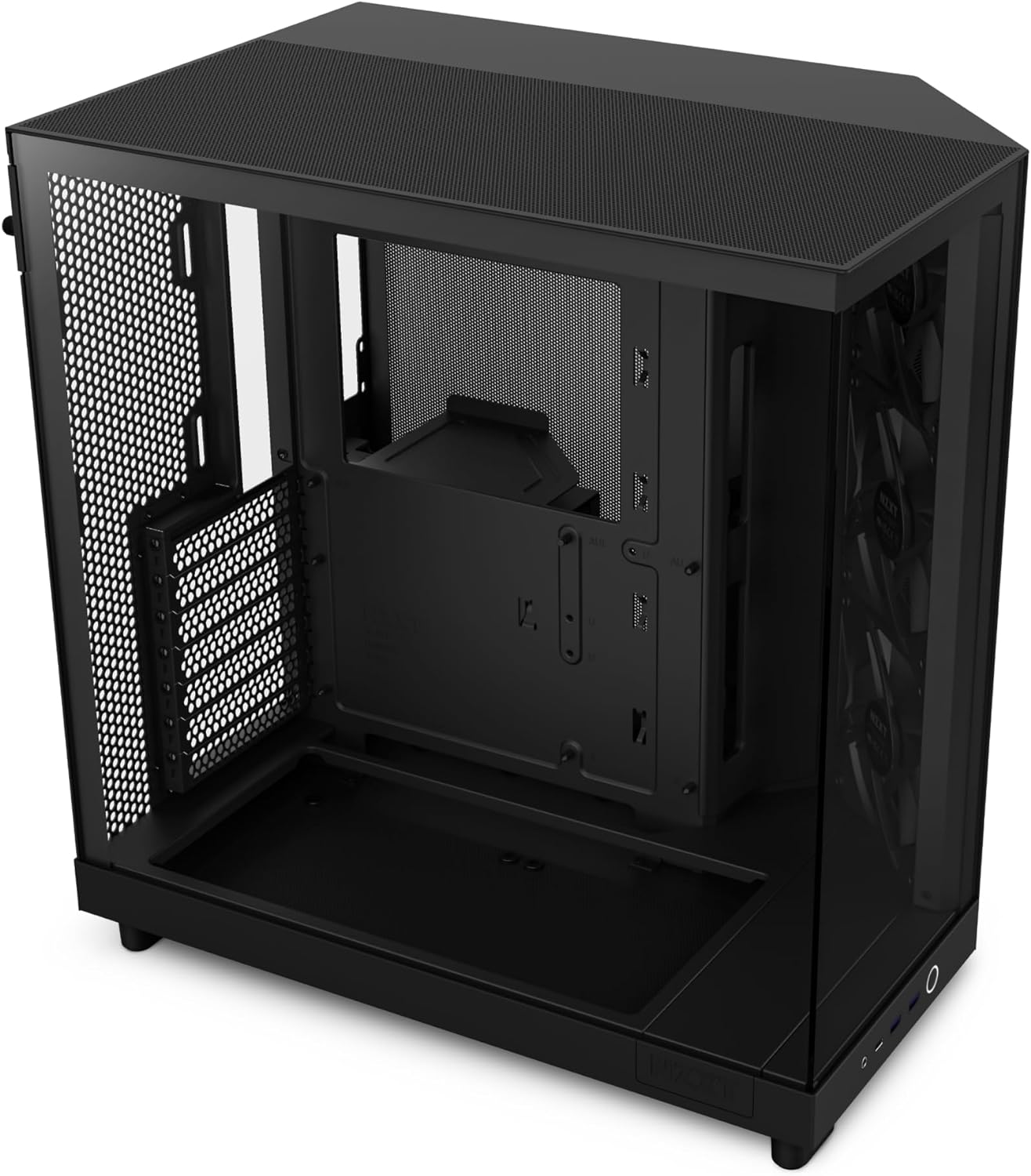 NZXT H6 Flow RGB | CC-H61FB-R1 | Compact Dual-Chamber Mid-Tower Airflow Case | Includes 3 x 120mm RGB Fans | Panoramic Glass Panels | High-Performance Airflow Panels | Cable Management | Black