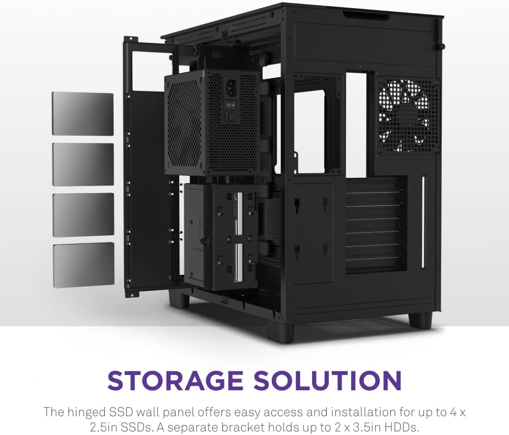 NZXT H9 Elite Dual-Chamber ATX Mid-Tower PC Gaming Case – Includes 3 x 120mm F120 RGB Duo Fans with Controller– Glass Front, Top  Side Panels – 360mm Radiator Support – Cable Management – Black