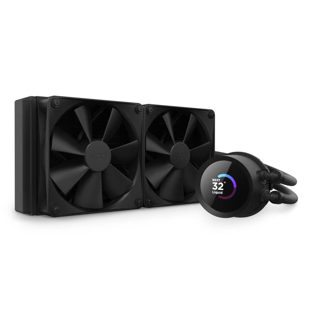 NZXT Kraken 240 - ‎RL-KN240-B1 - 240mm AIO CPU Liquid Cooler - Customizable 1.54 Square LCD Display for Images, Performance Metrics and More - High-Performance Pump - 2 x F120P Fans - Black