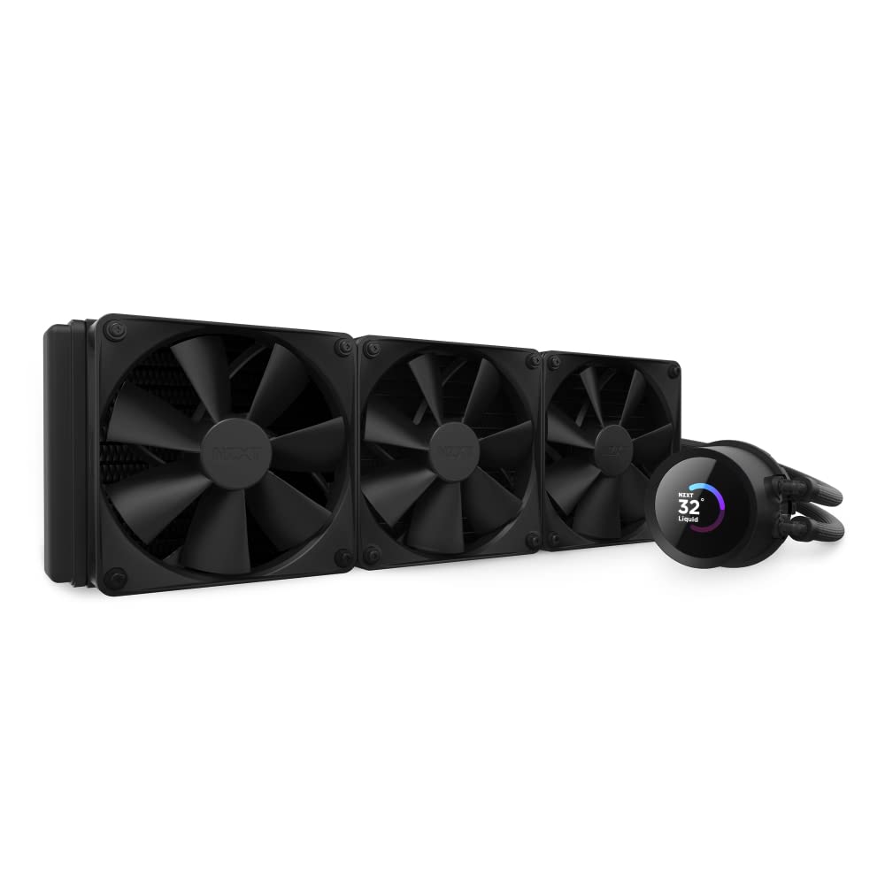 NZXT Kraken 360 - RL-KN360-B1 - 360mm AIO CPU Liquid Cooler - Customizable 1.54 Square LCD Display for Images, Performance Metrics and More - High-Performance Pump - 3 x F120P Fans - Black