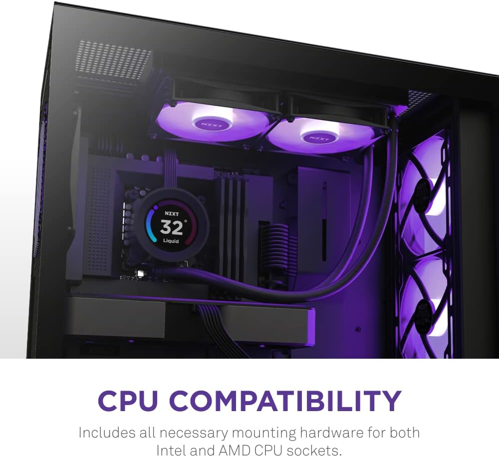 NZXT Kraken Elite 240 RGB - RL-KR24E-W1-240mm AIO CPU Liquid Cooler - Customizable 2.36 LCD Display for Images, Performance Metrics and More - High-Performance Pump - 2 x F120 RGB Core Fans - White