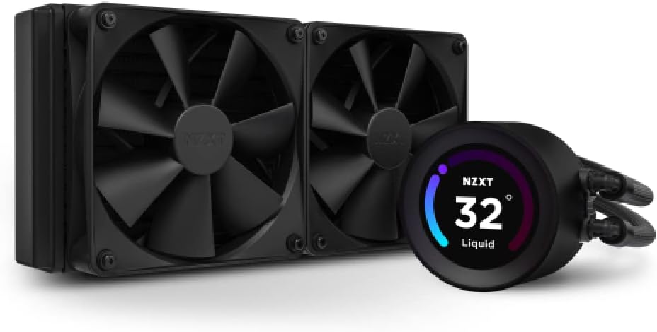 NZXT Kraken Elite 240 - RL-KN24E-B1 - 240mm AIO CPU Liquid Cooler - Customizable 2.36 LCD Display for Images, Performance Metrics and More - High-Performance Pump - 2 x F120P Fans - Black