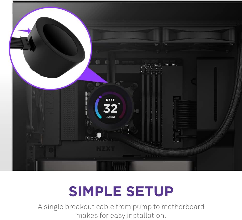NZXT Kraken Elite 240 - RL-KN24E-B1 - 240mm AIO CPU Liquid Cooler - Customizable 2.36 LCD Display for Images, Performance Metrics and More - High-Performance Pump - 2 x F120P Fans - Black