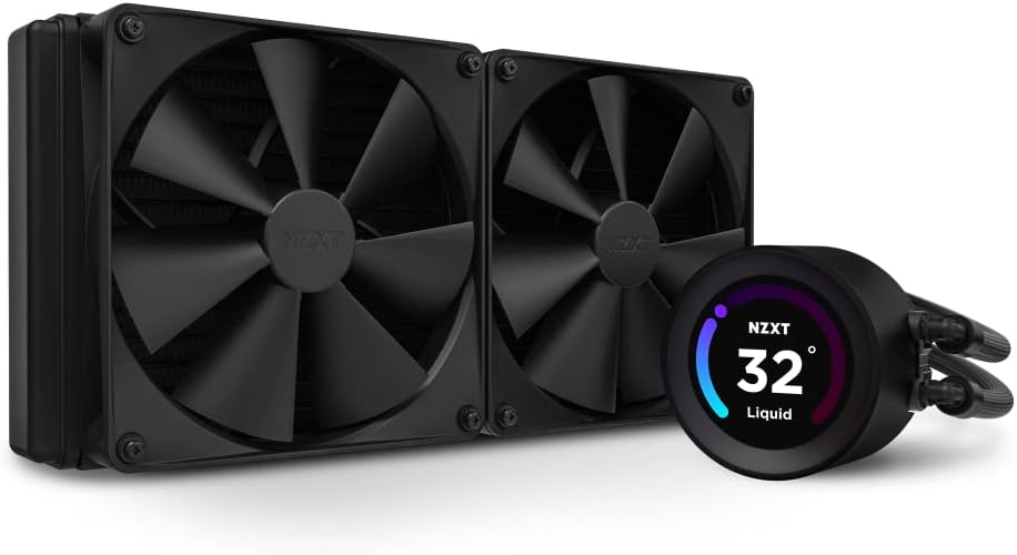 NZXT Kraken Elite 280 - RL-KN28E-B1- 280mm AIO CPU Liquid Cooler - Customizable 2.36 LCD Display for Images, Performance Metrics and More - High-Performance Pump - 2 x F140P Fans - Black