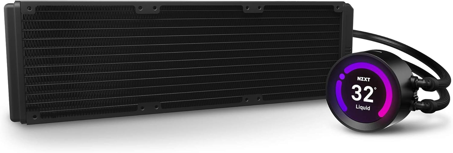 NZXT Kraken Elite RGB 360 - RL-KR36E-B1 - 360mm AIO CPU Liquid Cooler - Customizable 2.36 LCD Display for GIFS, Images, Performance Metrics - High-Performance Pump - 3 x F120 RGB Core Fans - Black