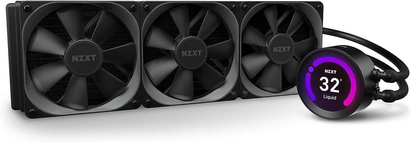 NZXT Kraken Elite RGB 360 - RL-KR36E-W1 - 360mm AIO CPU Liquid Cooler - Customizable 2.36 LCD Display for Images, Performance Metrics - High-Performance Pump - 3 x F120 RGB Core Fans - White