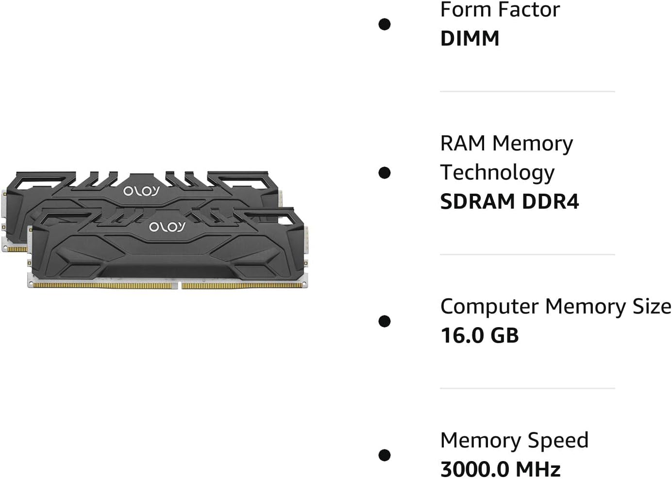 OLOy DDR4 RAM 32GB (2x16GB) 3200 MHz CL16 1.35V 288-Pin Desktop Gaming UDIMM (MD4U163216BJDA)