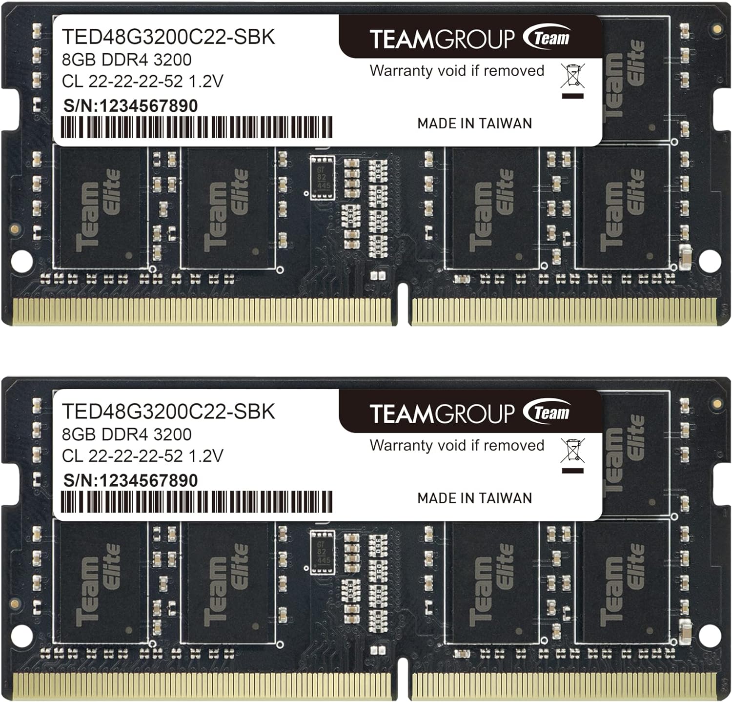 TEAMGROUP Elite DDR4 16GB Kit (2 x 8GB) 3200MHz PC4-25600 CL22 Unbuffered Non-ECC 1.2V SODIMM 260-Pin Laptop Notebook PC Computer Memory Module Ram Upgrade - TED416G3200C22DC-S01