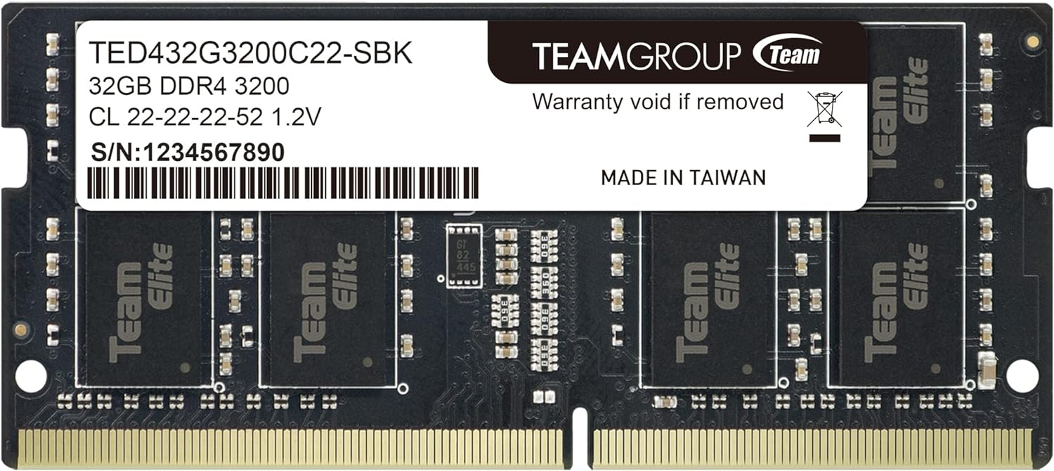 TEAMGROUP Elite DDR4 64GB Kit (2 x 32GB) 3200MHz PC4-25600 CL22 (2933MHz or 2666MHz) Unbuffered Non-ECC 1.2V SODIMM 260-Pin Laptop Notebook PC Computer Memory Module Ram Upgrade - TED464G3200C22DC-S01