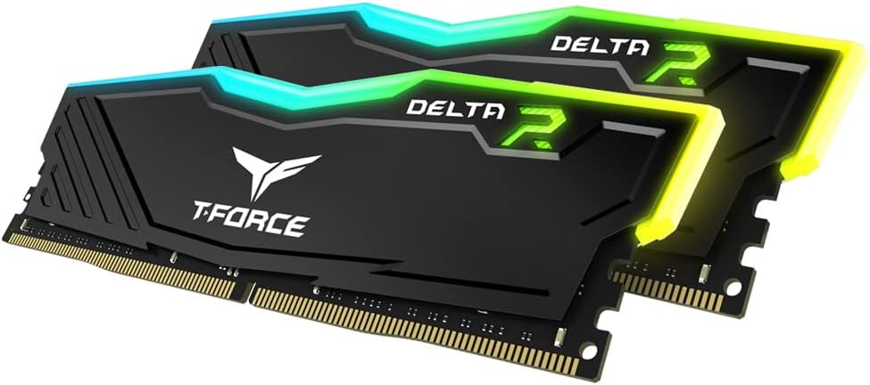 TEAMGROUP T-Force Delta RGB DDR4 32GB (2x16GB) 3600MHz (PC4-28800) CL18 Desktop Gaming Memory Module Ram Black - TF3D432G3600HC18JDC01