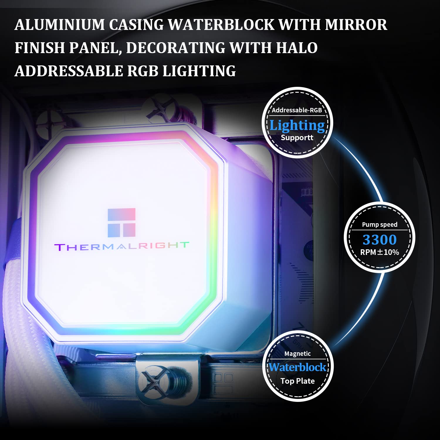 Thermalright Frozen Prism 240 Black ARGB CPU Liquid Cooler,Efficient PWM Controlled Pump 3300RPM,2×TL-E12 Series PWM Fan,Water Cooling Computer Parts,for AMD AM4/AM5,Intel 1150/1156/1200/1700/2011