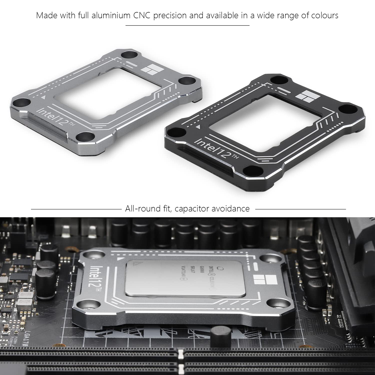 Thermalright Intel 12th/13th Generation LGA1700 Anti-Bending Buckle,CPU Stress Bending Correction Fixer, Curved Pressure Plate,Fully Fitted and Fixed Without Trace Installation (Black)