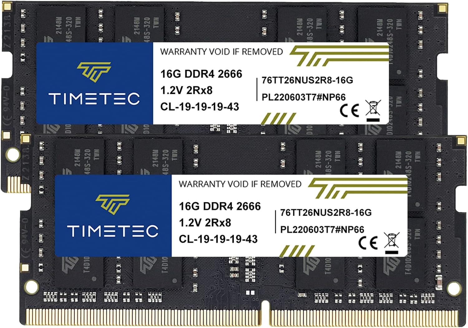 Timetec 16GB DDR4 2666MHz (DDR4-2666) PC4-21300 (PC4-2666V) Non-ECC Unbuffered 1.2V CL19 2Rx8 Dual Rank 260 Pin SODIMM Laptop Notebook PC Computer Memory RAM Module Upgrade (16GB)