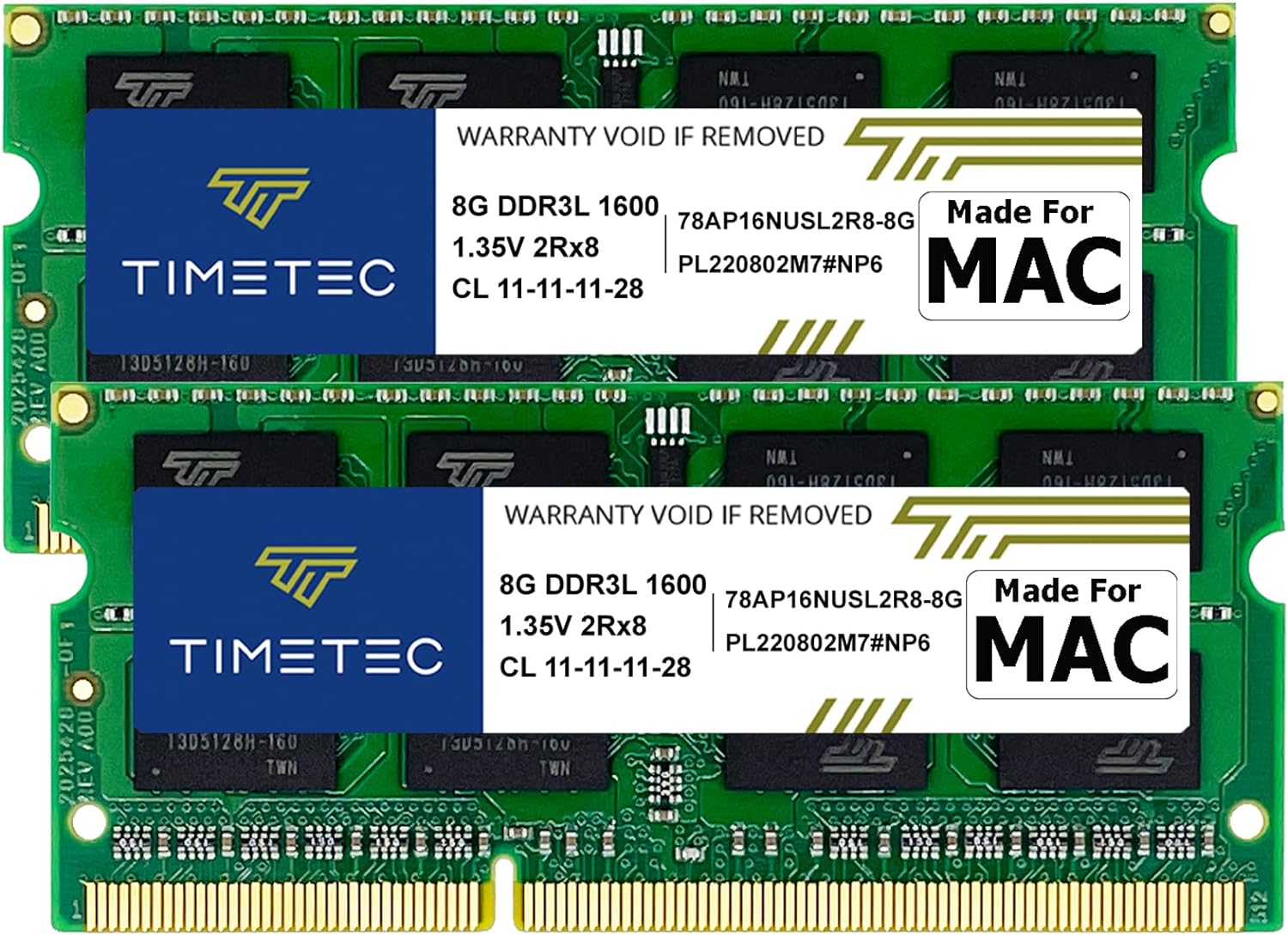 Timetec 16GB KIT(2x8GB) Compatible for Apple DDR3L 1600MHz for Mac Book Pro(Early/Late 2011,Mid 2012), iMac(Mid 2011,Late 2012,Early/Late 2013,Late 2014,Mid 2015), Mac Mini(Mid 2011,Late 2012) MAC RAM