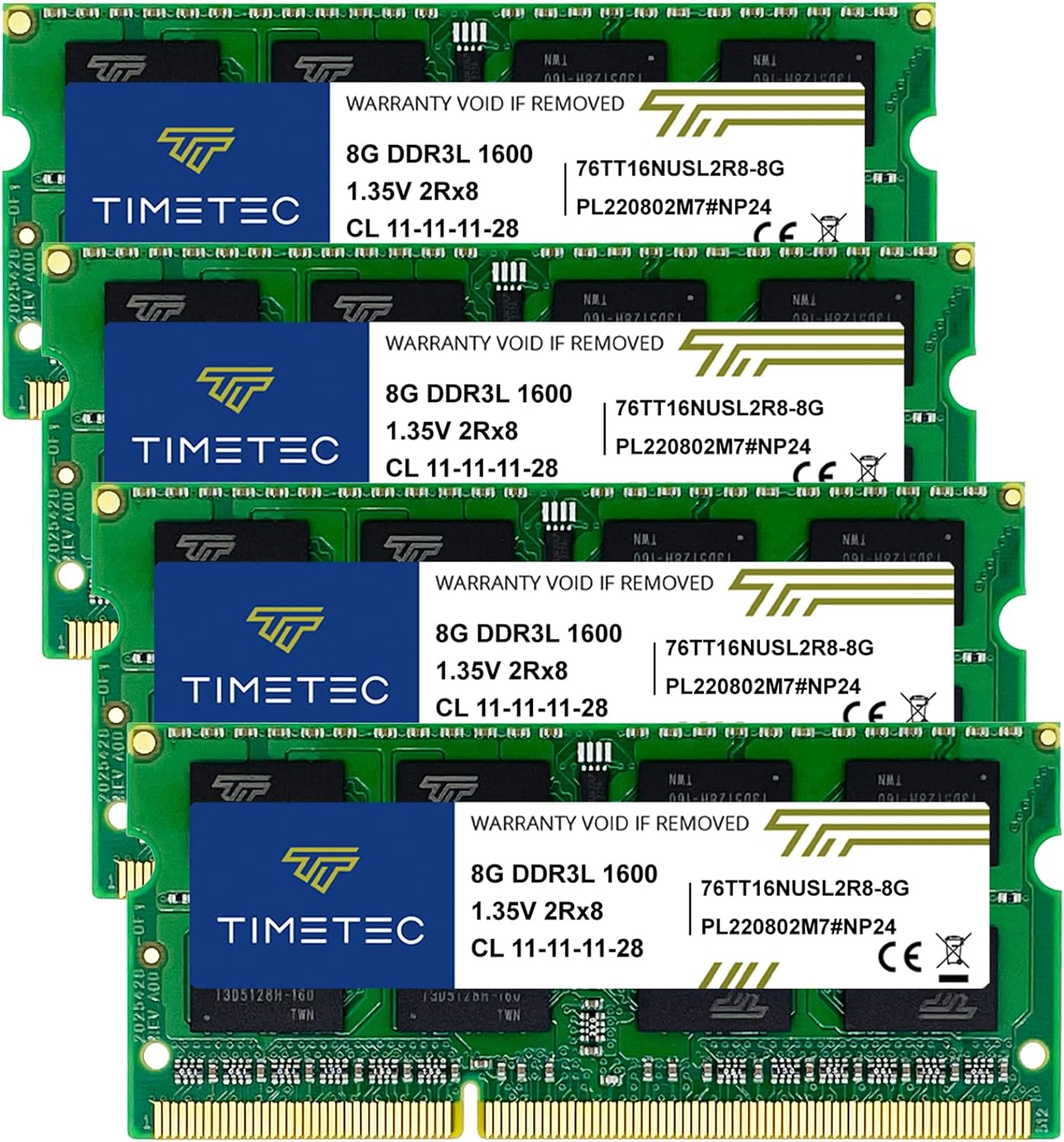 Timetec 8GB DDR3L / DDR3 1600MHz (DDR3L-1600) PC3L-12800 / PC3-12800(PC3L-12800S) Non-ECC Unbuffered 1.35V/1.5V CL11 2Rx8 Dual Rank 204 Pin SODIMM Laptop Notebook PC Computer Memory RAM Module Upgrade
